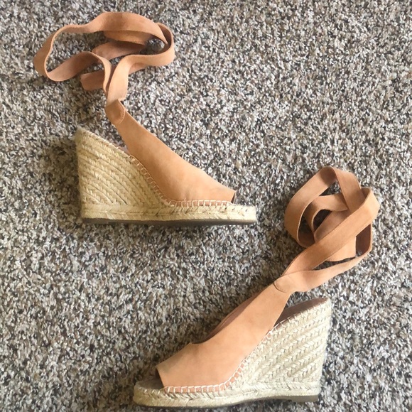 Worn Once Joie Suede Espadrille Sandals Blush Ankle Strap 36 - Picture 5 of 7